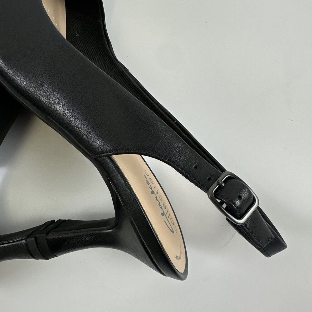 Clarks Kataleyna Step Pump Heels Slingback Buckle Black Leather Pointed Toe 8.5 - Picture 12 of 13